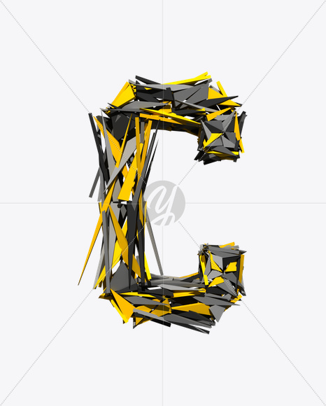 Letter C from Transformer Font on Yellow Images Creative Fonts - S20175