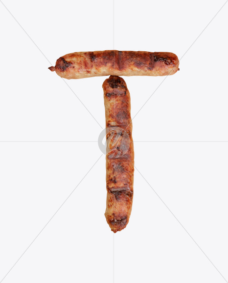 Letter T from Sausages Font on Yellow Images Creative Fonts - S20320