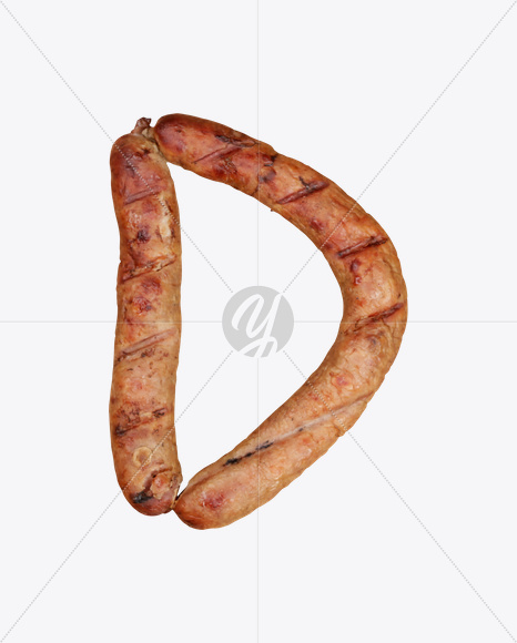 Letter D from Sausages Font on Yellow Images Creative Fonts - S20304