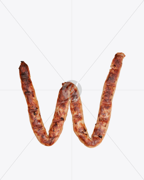 Letter W from Sausages Font on Yellow Images Creative Fonts - S20323