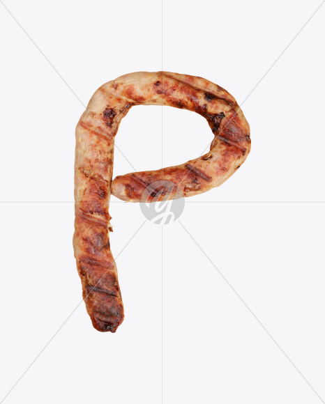 Letter P from Sausages Font on Yellow Images Creative Fonts - S20316