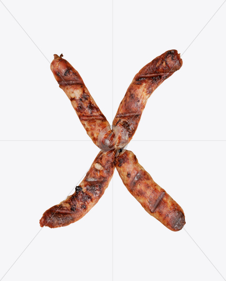 Letter X from Sausages Font on Yellow Images Creative Fonts - S20324