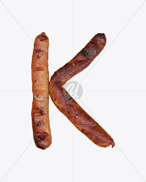 Letter K from Sausages Font on Yellow Images Creative Fonts - S20311