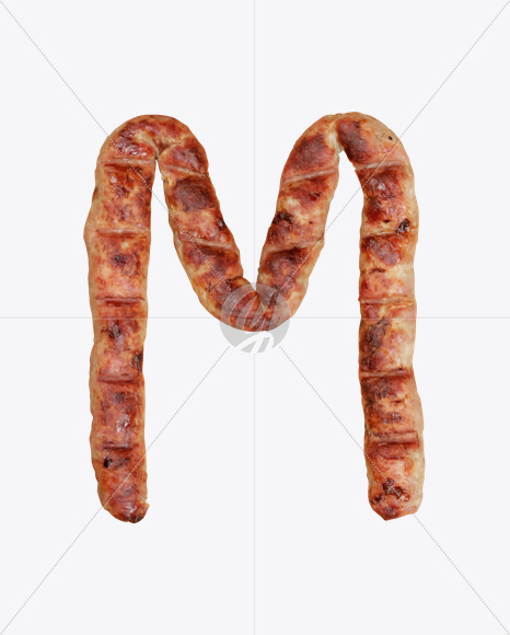 Letter M from Sausages Font on Yellow Images Creative Fonts - S20313