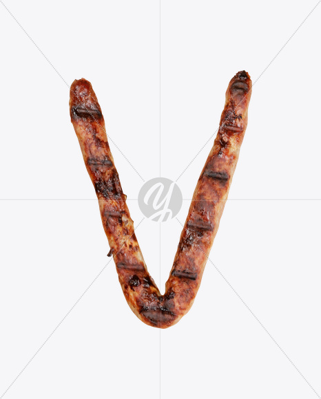 Letter V from Sausages Font on Yellow Images Creative Fonts - S20322