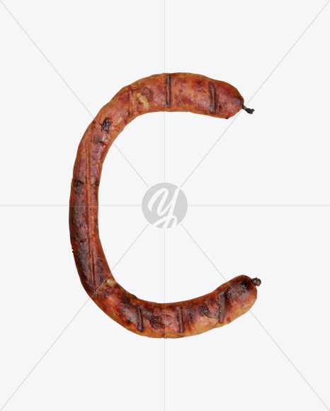 Letter C from Sausages Font on Yellow Images Creative Fonts - S20303