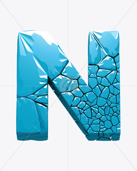 Letter N from Icecrack Font on Yellow Images Creative Fonts - S20401