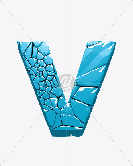 Letter V from Icecrack Font on Yellow Images Creative Fonts - S20409