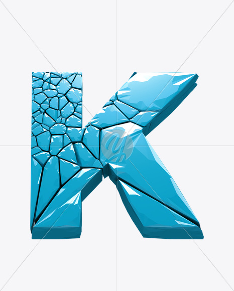 Letter K from Icecrack Font on Yellow Images Creative Fonts - S20398