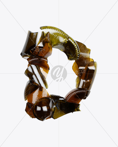 Letter D from Broken Bottle Font on Yellow Images Creative Fonts - S20434