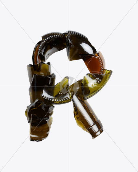 Letter R from Broken Bottle Font on Yellow Images Creative Fonts - S20448