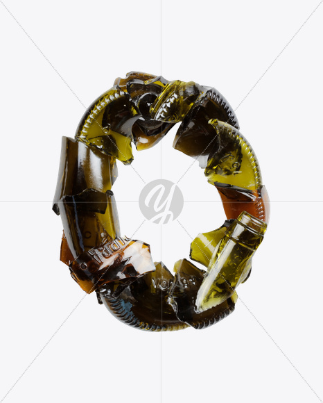 Letter O from Broken Bottle Font on Yellow Images Creative Fonts - S20445