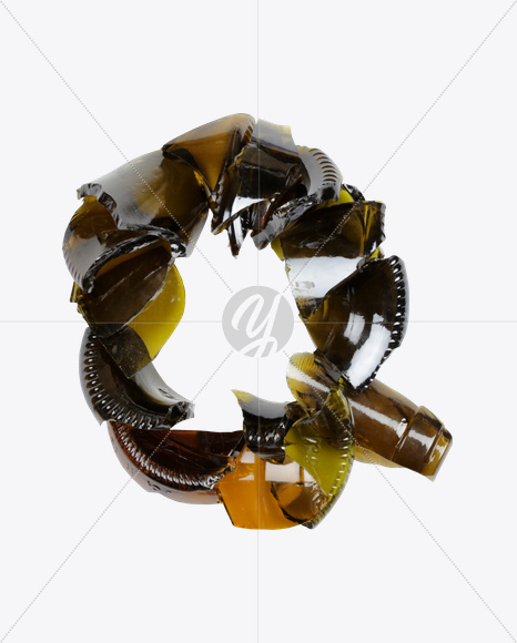 Letter Q from Broken Bottle Font on Yellow Images Creative Fonts - S20447