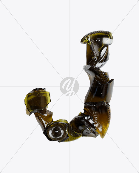 Letter J from Broken Bottle Font on Yellow Images Creative Fonts - S20440