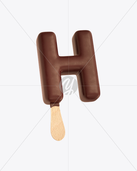 Letter H from Ice Cream Stick Font on Yellow Images Creative Fonts - S20527