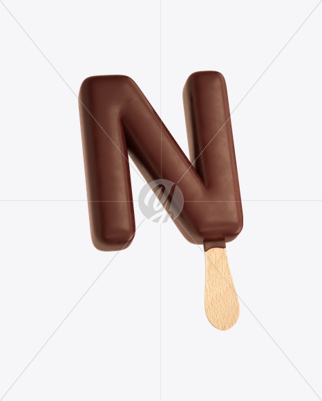 Letter N from Ice Cream Stick Font on Yellow Images Creative Fonts - S20533