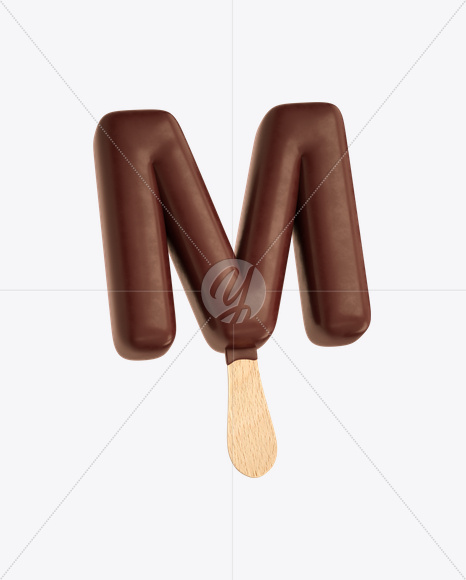 Letter M from Ice Cream Stick Font on Yellow Images Creative Fonts - S20532