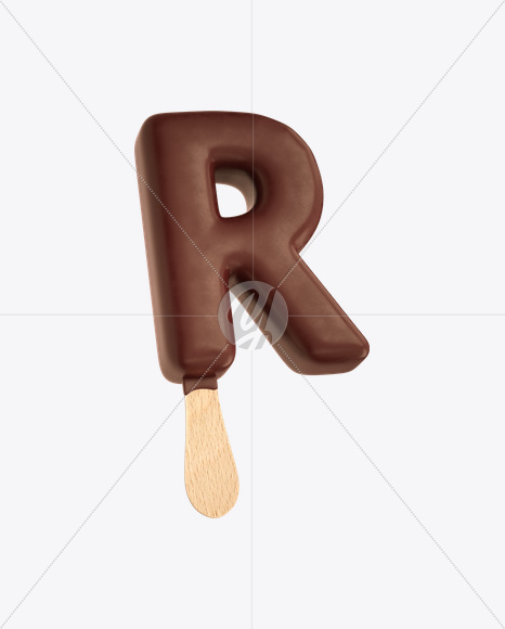 Letter R from Ice Cream Stick Font on Yellow Images Creative Fonts - S20537