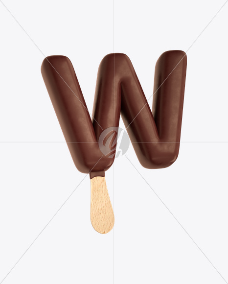 Letter W from Ice Cream Stick Font on Yellow Images Creative Fonts - S20542