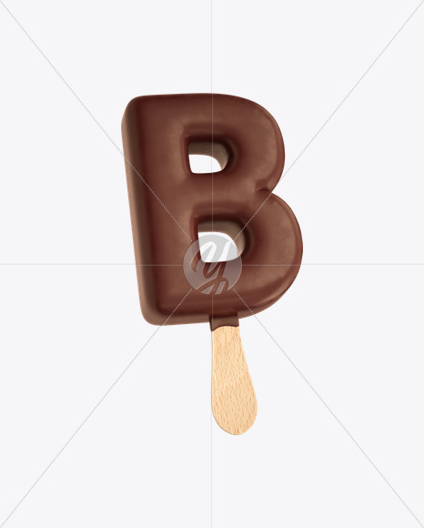 Letter B from Ice Cream Stick Font on Yellow Images Creative Fonts - S20521