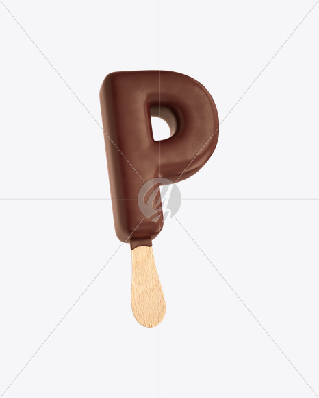 Letter P from Ice Cream Stick Font on Yellow Images Creative Fonts - S20535