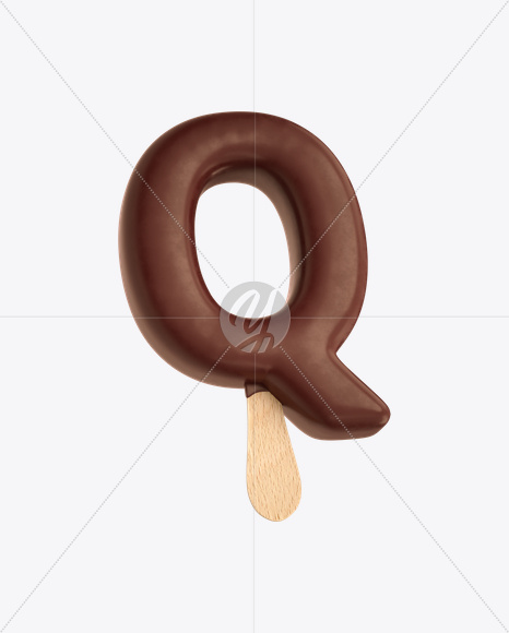 Letter Q from Ice Cream Stick Font on Yellow Images Creative Fonts - S20536