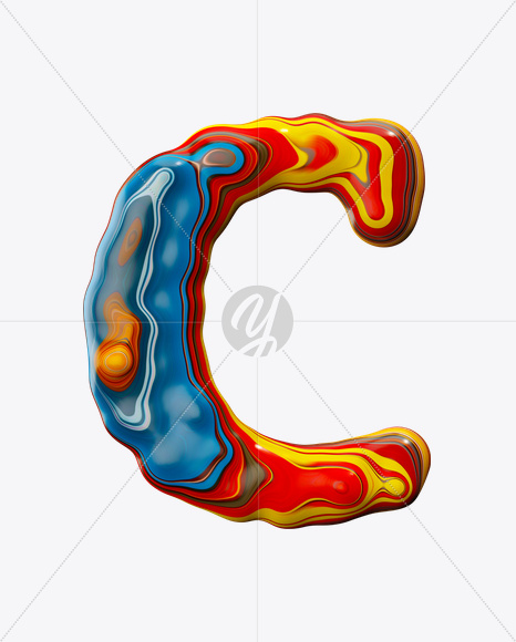 Letter C from Paint Melt Font on Yellow Images Creative Fonts - S20566