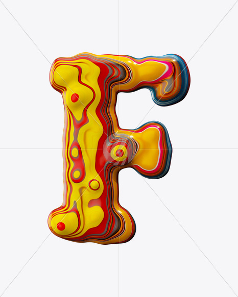 Letter F from Paint Melt Font on Yellow Images Creative Fonts - S20569