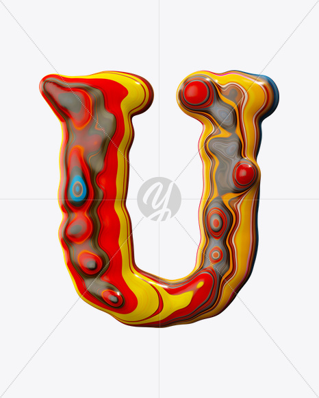 Letter U from Paint Melt Font on Yellow Images Creative Fonts - S20584