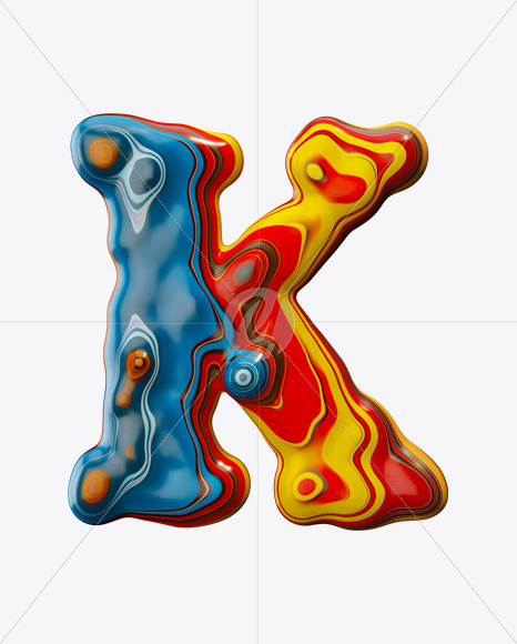 Letter K from Paint Melt Font on Yellow Images Creative Fonts - S20574