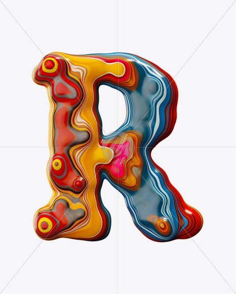 Letter R from Paint Melt Font on Yellow Images Creative Fonts - S20581