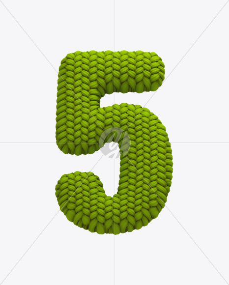 5 from Knitted Green Font on Yellow Images Creative Fonts - S20639