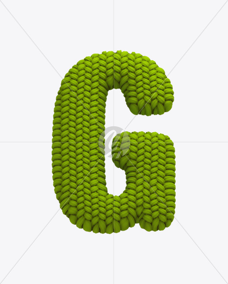 Letter G from Knitted Green Font on Yellow Images Creative Fonts - S20615