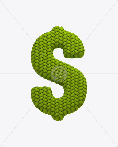 $ from Knitted Green Font on Yellow Images Creative Fonts - S20648