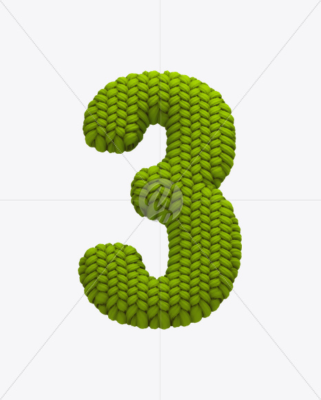 3 from Knitted Green Font on Yellow Images Creative Fonts - S20637