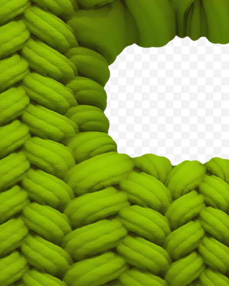 Letter F from Knitted Green Font on Yellow Images Creative Fonts - S20614