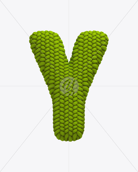 Letter Y from Knitted Green Font on Yellow Images Creative Fonts - S20633