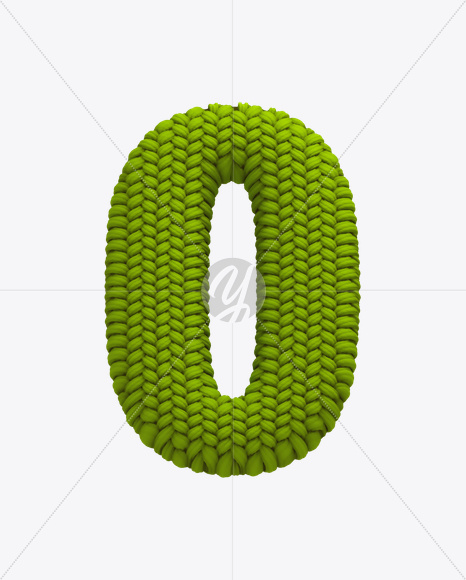 Letter O from Knitted Green Font on Yellow Images Creative Fonts - S20623