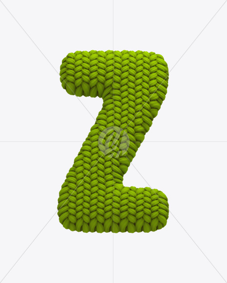 Letter Z from Knitted Green Font on Yellow Images Creative Fonts - S20634