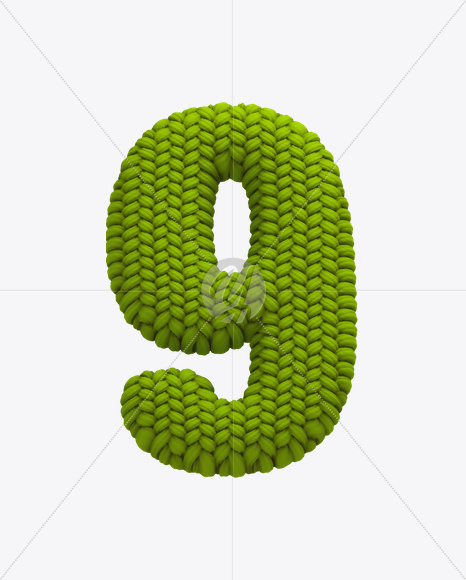 9 from Knitted Green Font on Yellow Images Creative Fonts - S20643