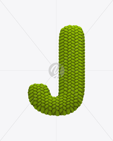 Letter J from Knitted Green Font on Yellow Images Creative Fonts - S20618