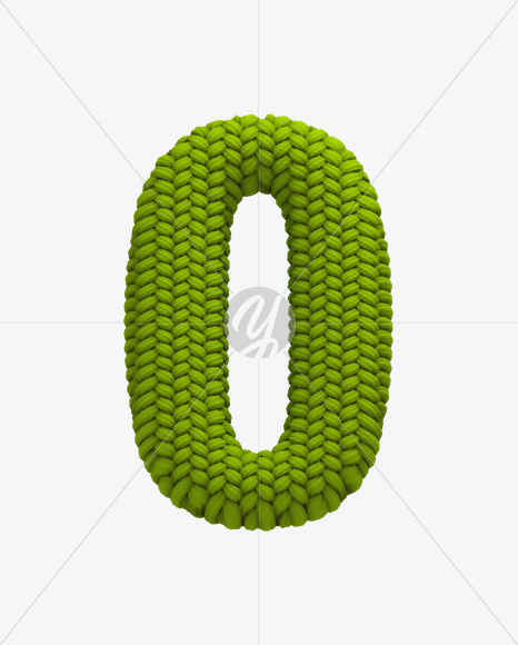 0 from Knitted Green Font on Yellow Images Creative Fonts - S20644