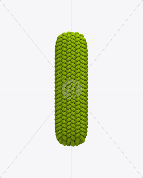 Letter I from Knitted Green Font on Yellow Images Creative Fonts - S20617