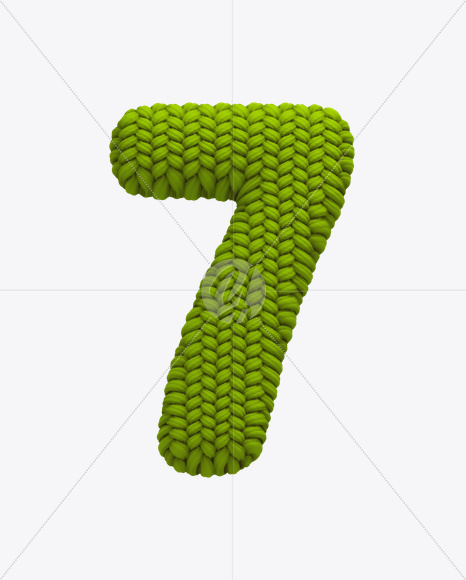 7 from Knitted Green Font on Yellow Images Creative Fonts - S20641