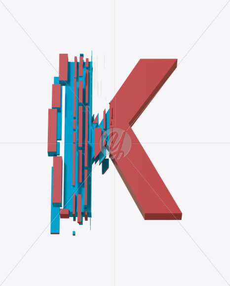 Letter K from Color Slice Font on Yellow Images Creative Fonts - S20706