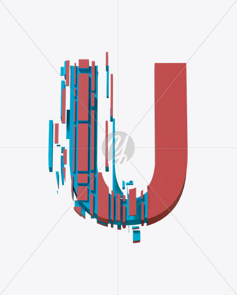 Letter U from Color Slice Font on Yellow Images Creative Fonts - S20716