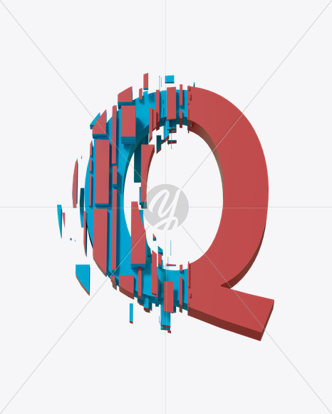 Letter Q from Color Slice Font on Yellow Images Creative Fonts - S20712