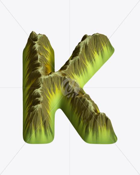 Letter K from Island Font on Yellow Images Creative Fonts - S20751