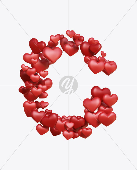 Letter C from Hearts Font on Yellow Images Creative Fonts - S20788