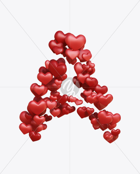 Letter A from Hearts Font on Yellow Images Creative Fonts - S20786